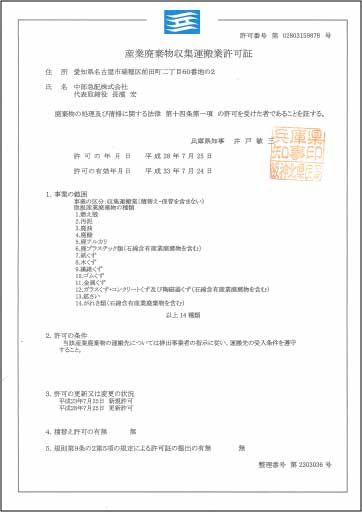 産業廃棄物収集運搬業許可(兵庫県)